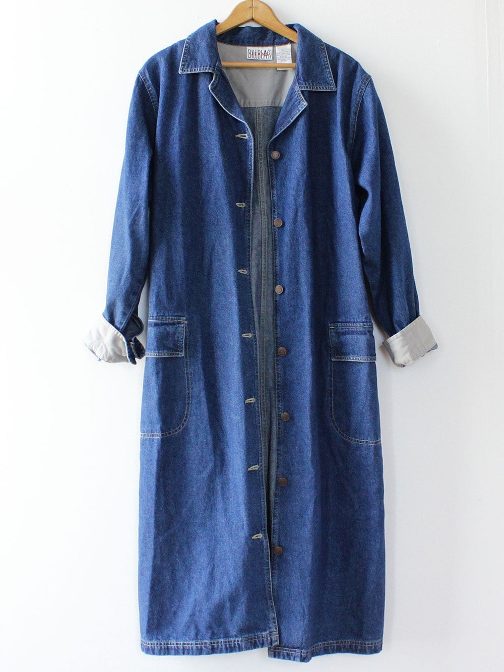 Vintage Bill Blass denim duster long jacket XL